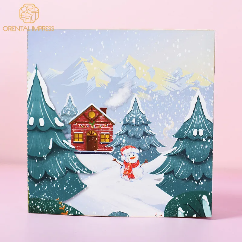 2024 New Design Boxed Christmas Greeting Cards 3D Santa Claus Christmas Card