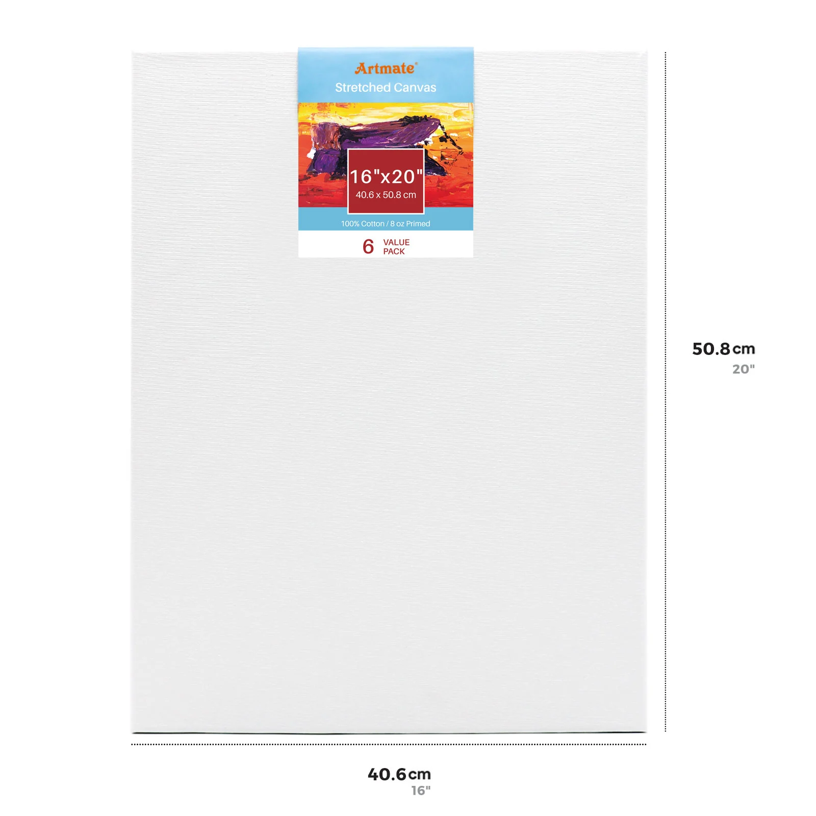 Artmate белый чистый загрунтованный 100% хлопок 16x20 дюймов 6pk растягивающийся холст картины на холсте для рисования