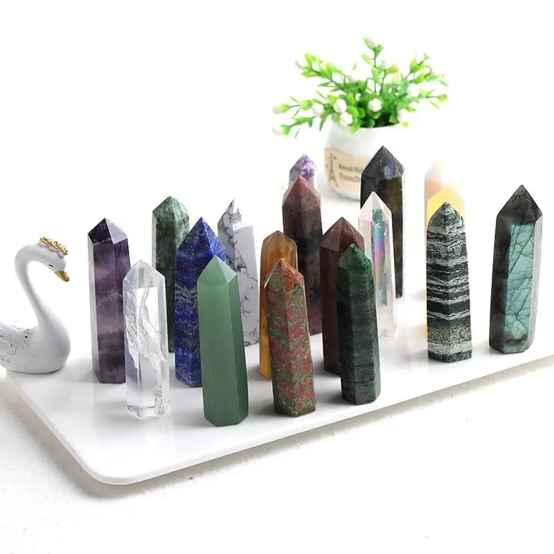 4-8cm Factory Wholesale Crystals Point Rose Quartz Amethyst Fluorite Tower Natural Healing Crystal Wand for Meditation