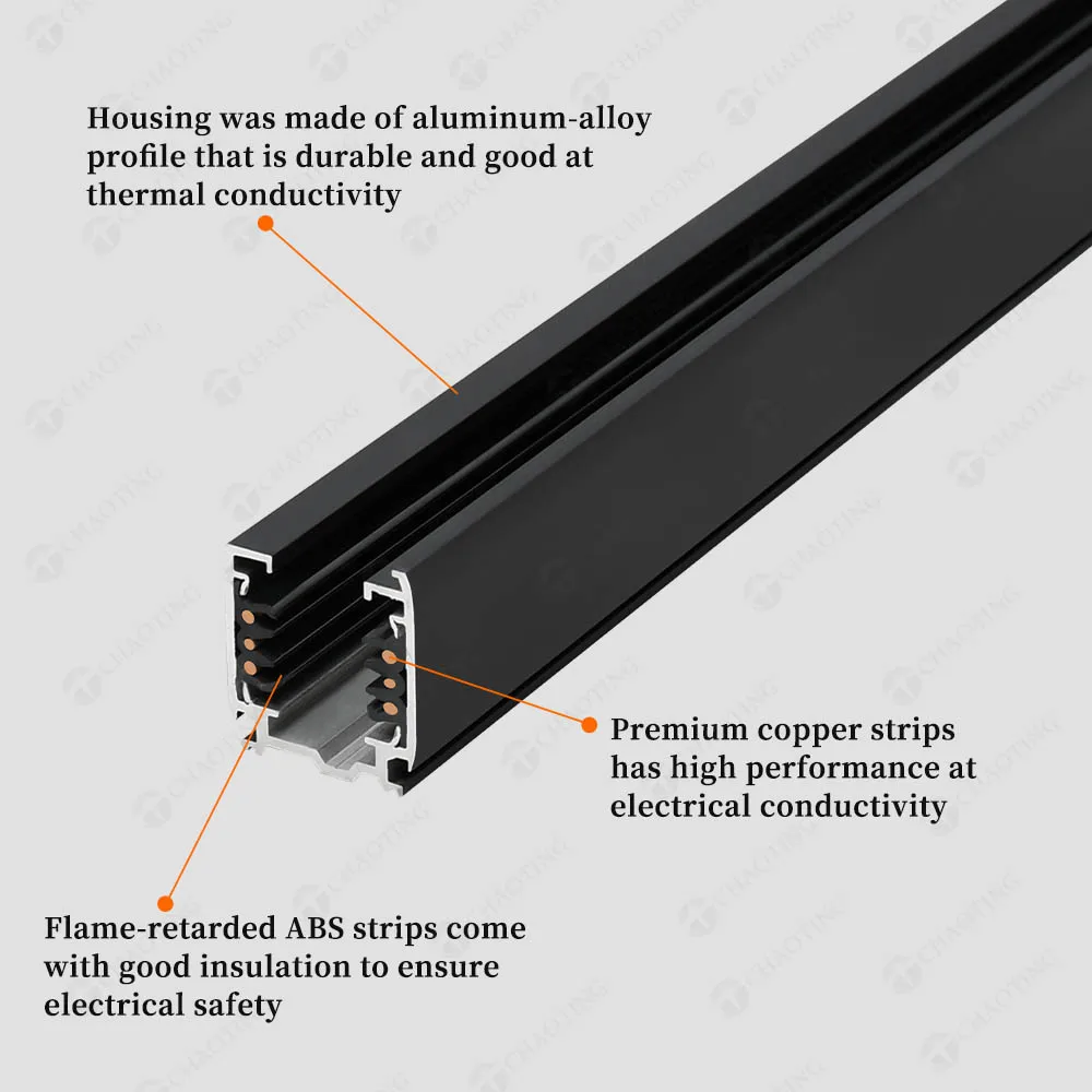 Surface Recessed Ceiling Linear Led Spot Track Lighting Fixture Rail Accessories Connectors Aluminum 6Wire Track and Rail System