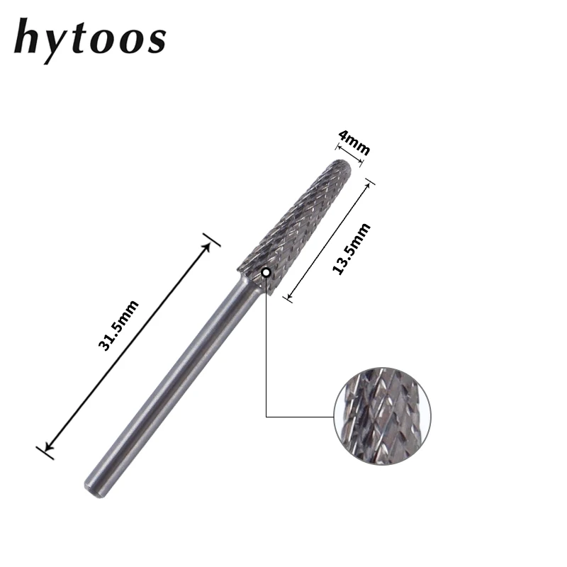 HYTOOS Cone Carbide Nail Drill Bits 3/32 Electric Cuticle Clean Burr Remove Gel Tool Nail Manicure Bit Drills Accessories