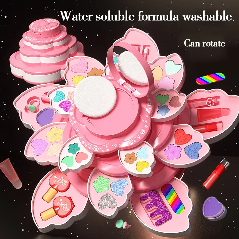 Hot sale Kids Flower Foldable Makeup Tool Set Party Cosplay Cosmetic Kits For Children Pretend Play Toys For Princess Girl