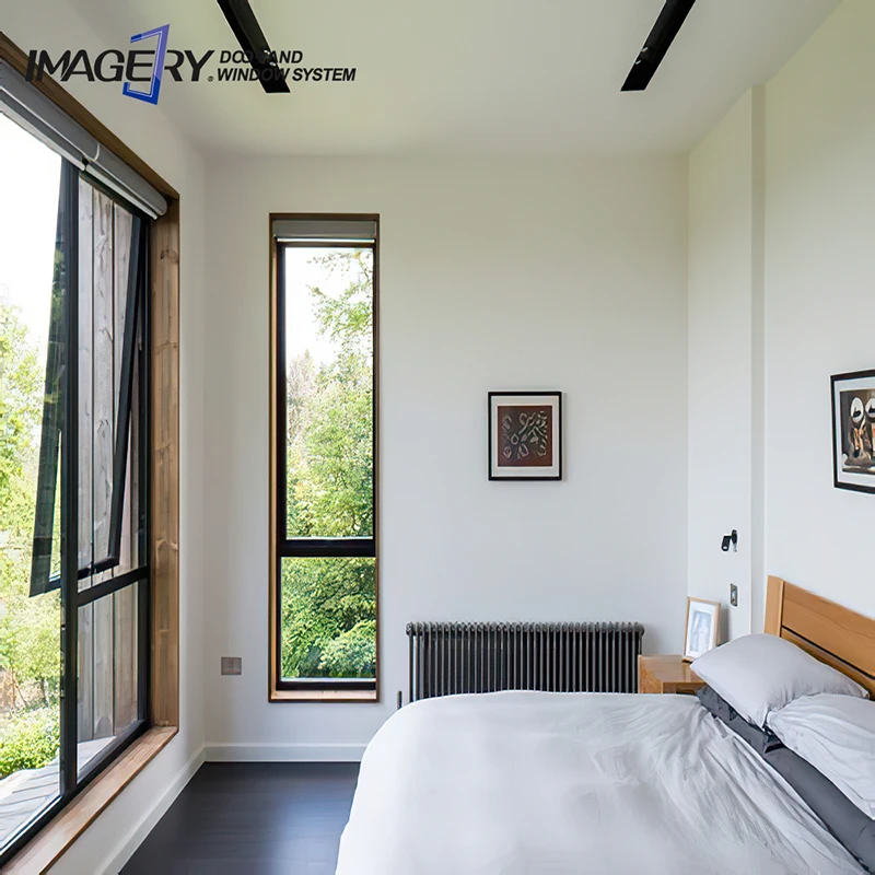 High quality modern design double glazed glass large commercial aluminum awning windows with screen for sale