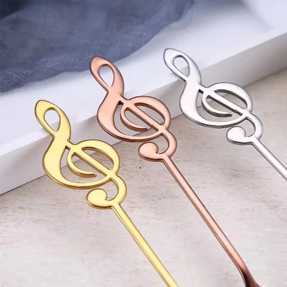 Factory Stainless Steel Coffee Spoon Ice Cream Scoop Music Note Tea Spoon Mini Mixing Spoon