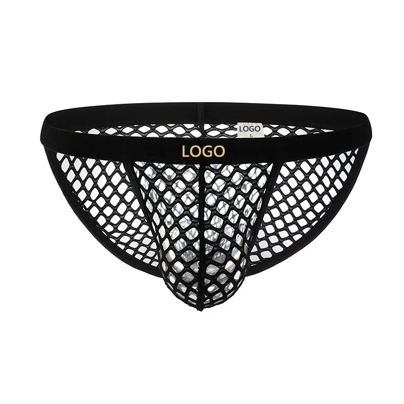 Custom Logo Hollow-out Polyester Fabric Boys Sexy Underwear Thong For Men U Convex Thong G-Stringxxx