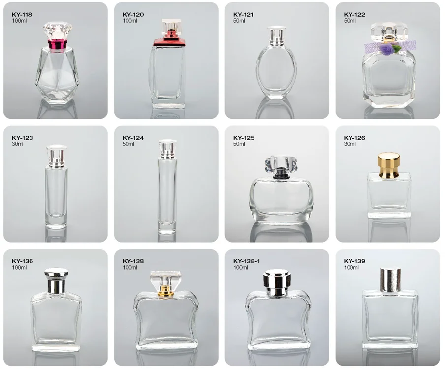 Factory Wholesale High Quality Design 100 ml Empty Spray Glass Perfume Bottle with Metal Cap