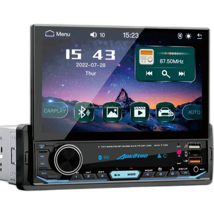 Autoradio Stereo 1Din Player Android OS Car Radio with Built-In GPS MP4 Model TFT Screen Multimedia Manual Bluetooth Audio