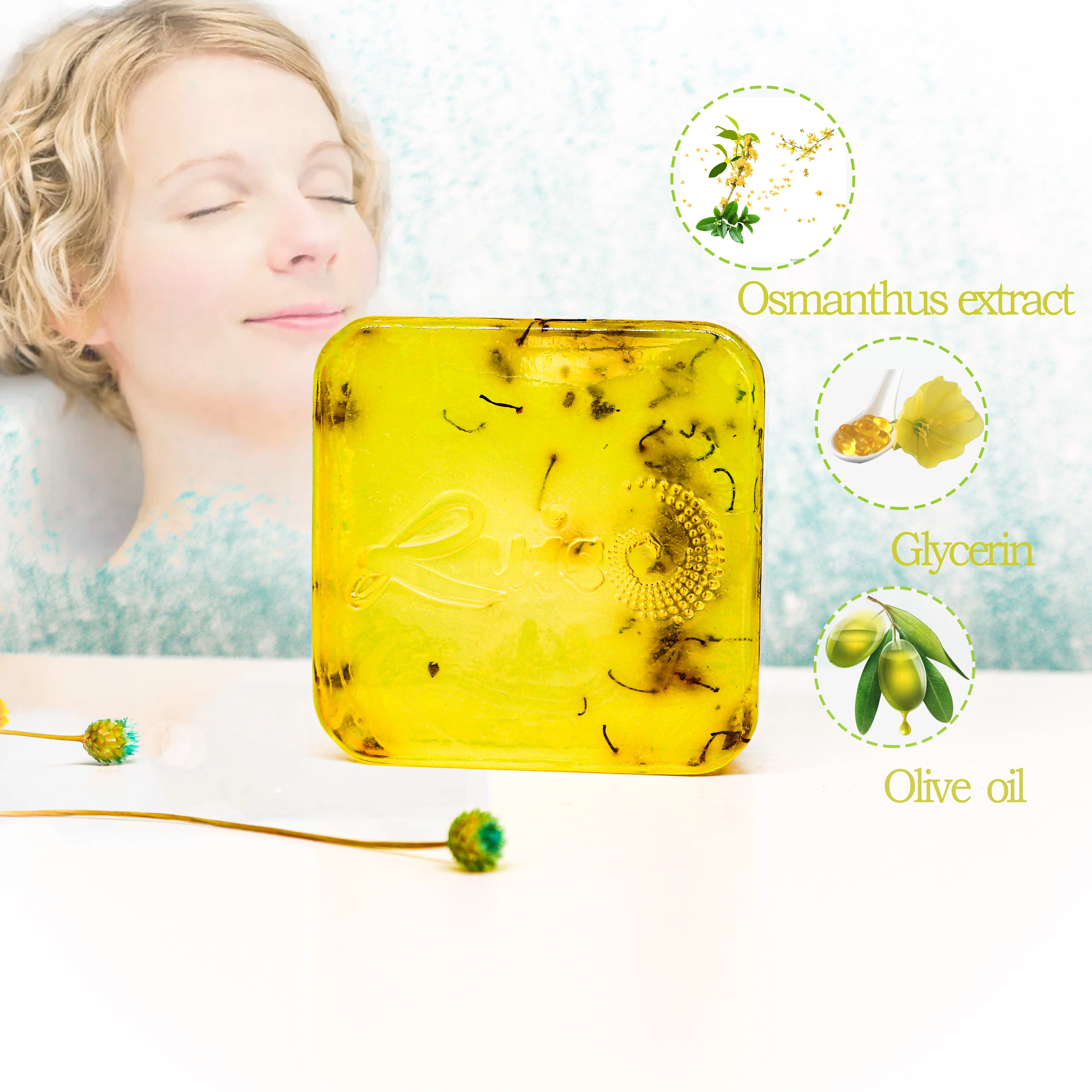 Hot Sale Wholesale Organic Raw Face Anti-acne Whitening Body Wash Black Handmade Osmanthus Soap