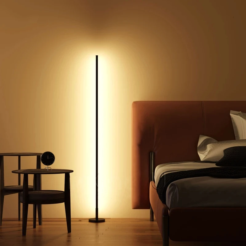 Modern Cylindrical Long Line Floor Lamp Minimalist Remote control Bedroom Study Living Room Decoration LED lights Fixtures