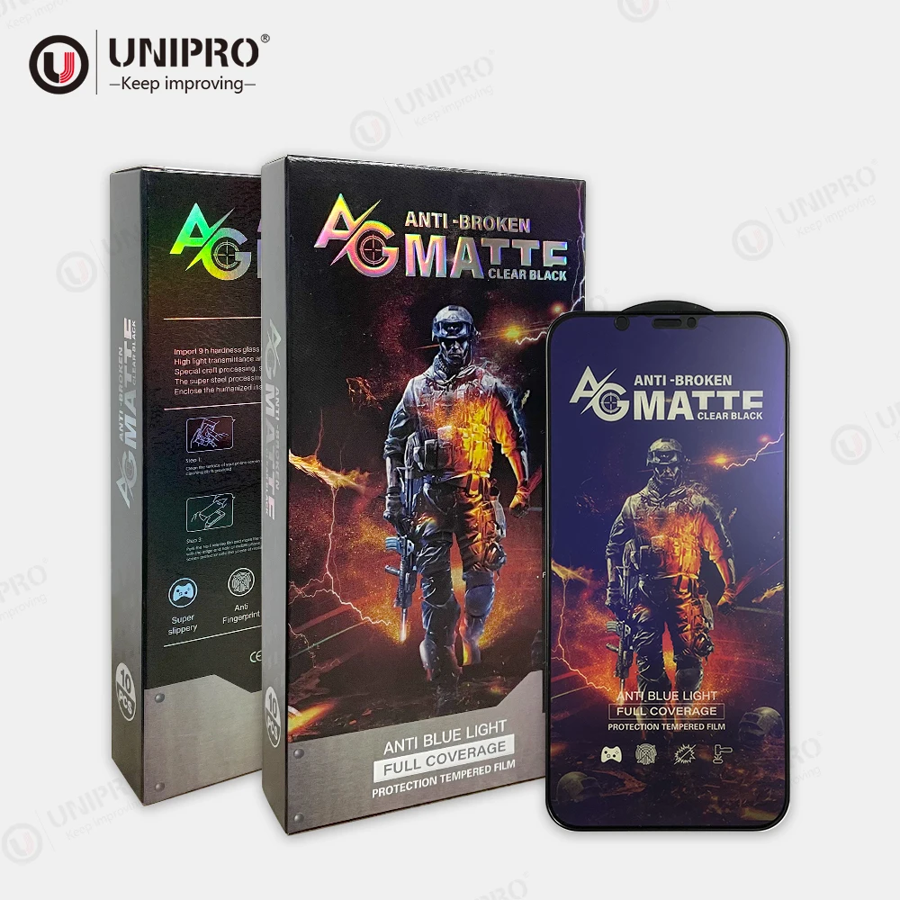 AG Silicone Airbag Anti-blue Matt Gaming Tempered Glass Screen Protective Film For Iphone 13 12 11 Pro Max Xr Xs Max 7 8 Plus