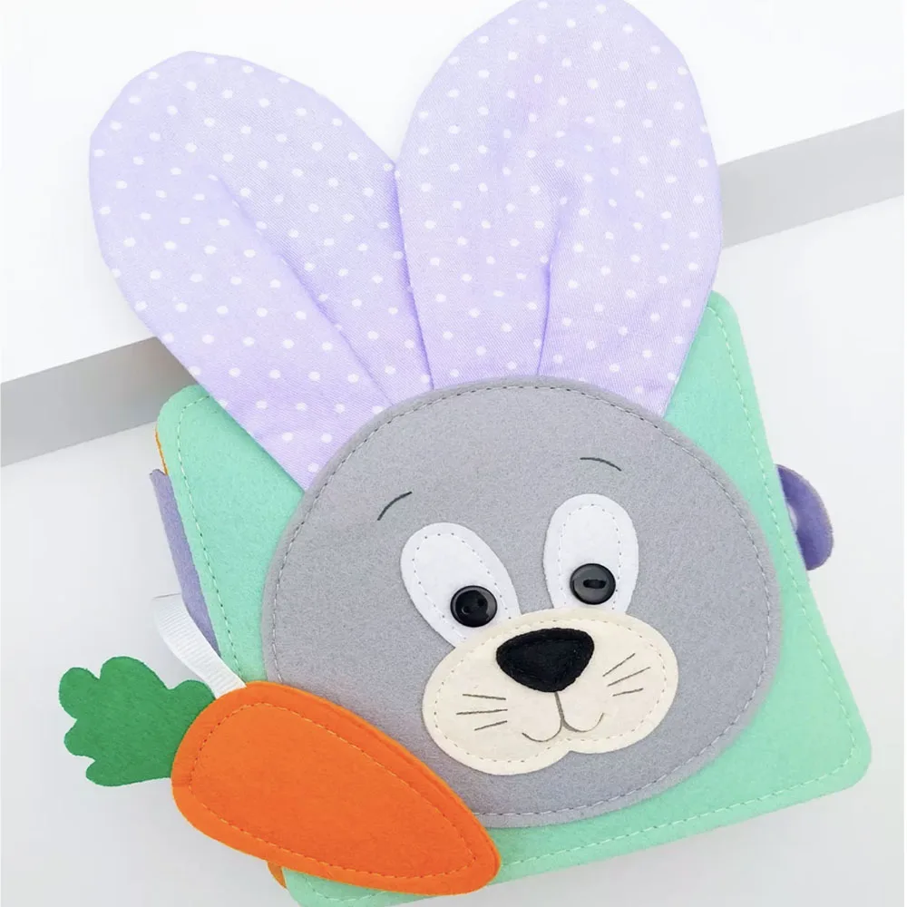 Baby First Soft Felt Activity Animal Cloth Book Toddler Visual Excitement Quiet Book Cartoon Rabbit Felt Busy Book Toy