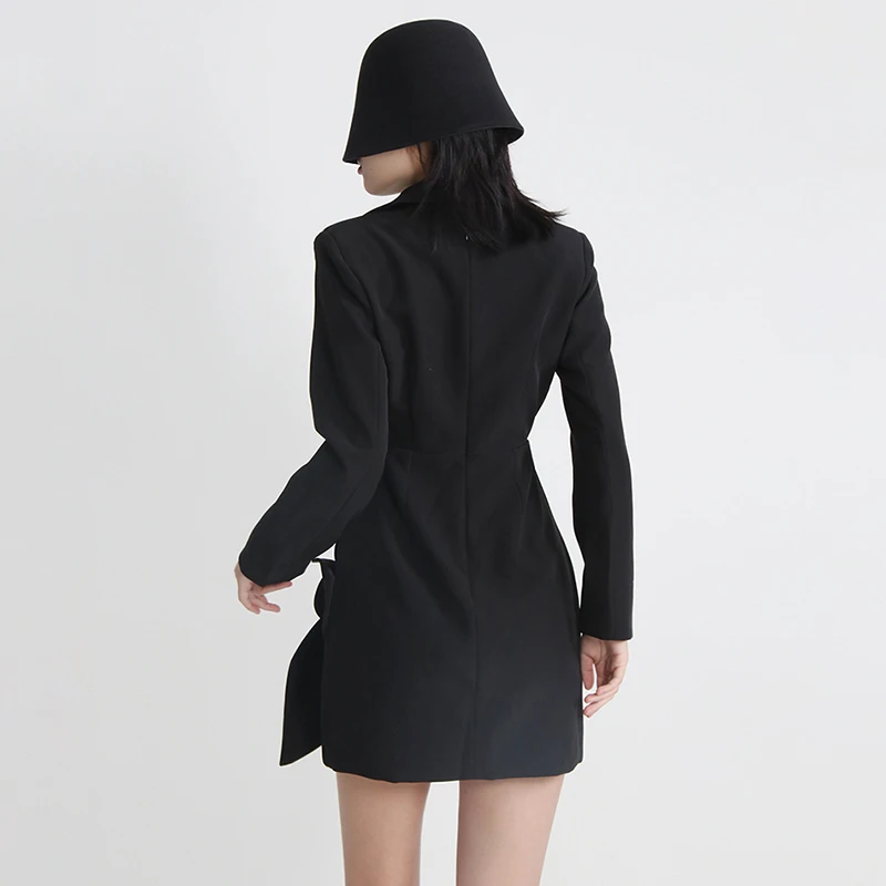 TWOTWINSTYLE Fashion Long Sleeve High Waist Tunic Patchwork Floral Blazer Woman Dresses Formal