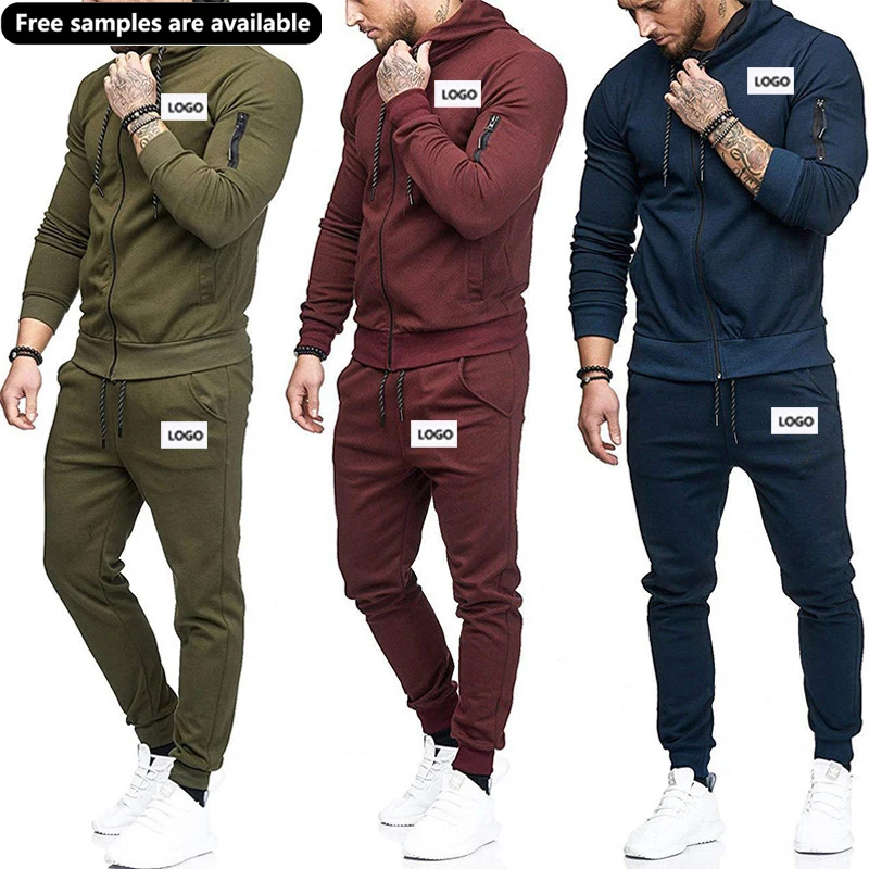 Lunar Blue 2022new Gym Sportswear mens fitness clothing sports wear men tracksuit set track suit for men winter logo sweat suits