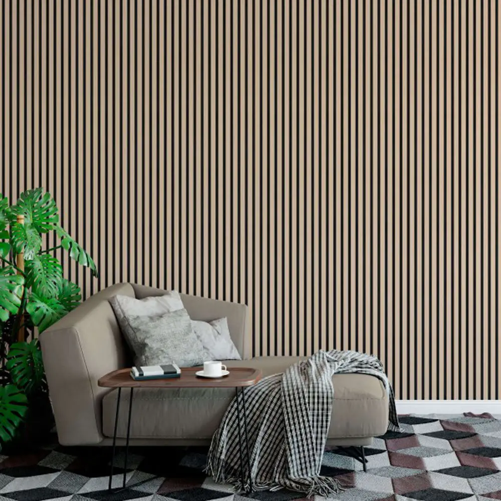 Hotel Movie Theater   Felt  Sound Absorbing  polyester Fiber  Wood Slat Acoustic Wall Panels