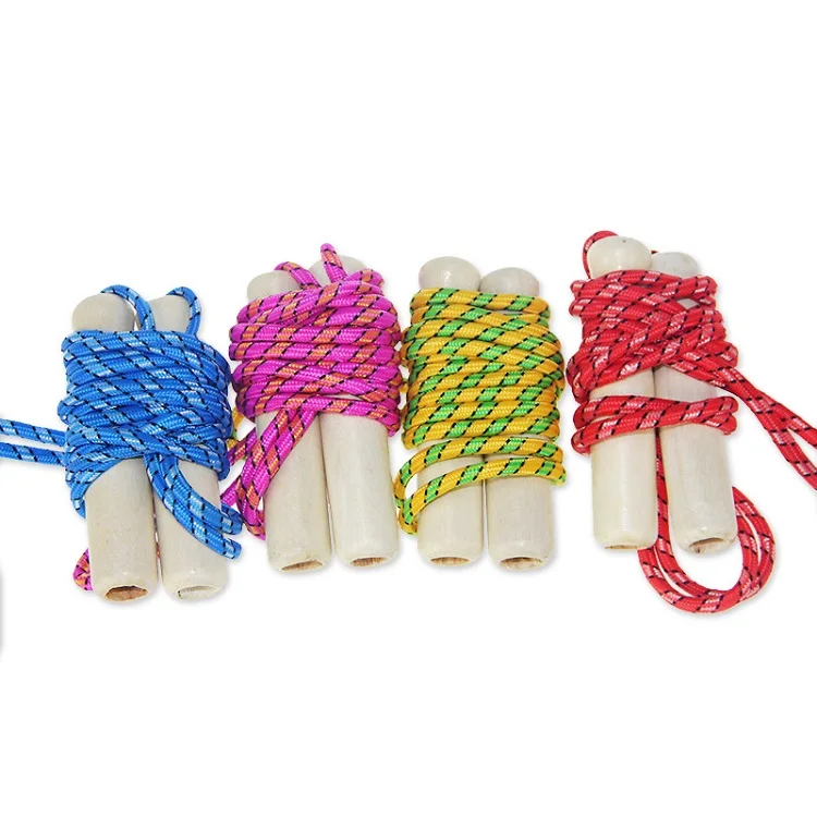 
Factory Wholesale Adjustable Jump Rope with Wooden Handle Cotton Rope Outdoor Sports Equipment for Body Building 