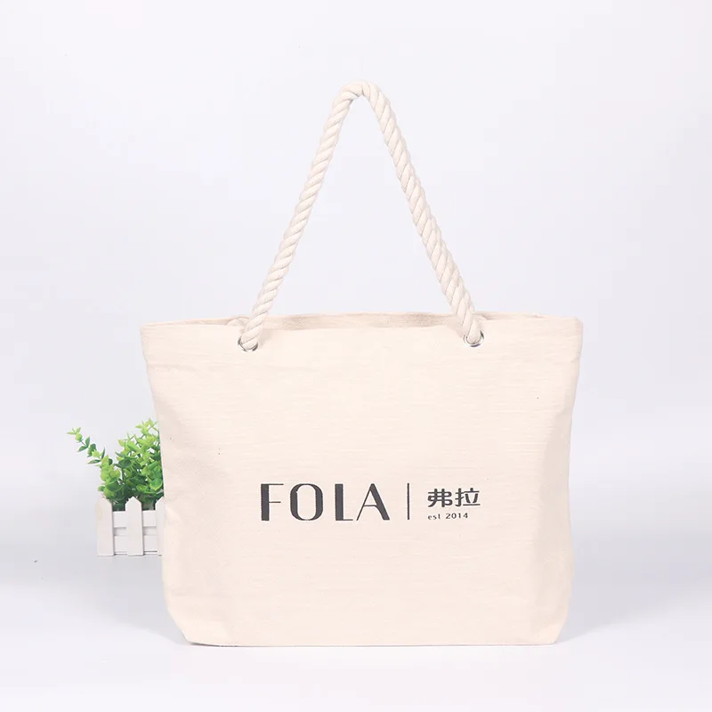 Whosale Printed Custom Size Pattern Cotton Canvas Tote Bag Rope Handle