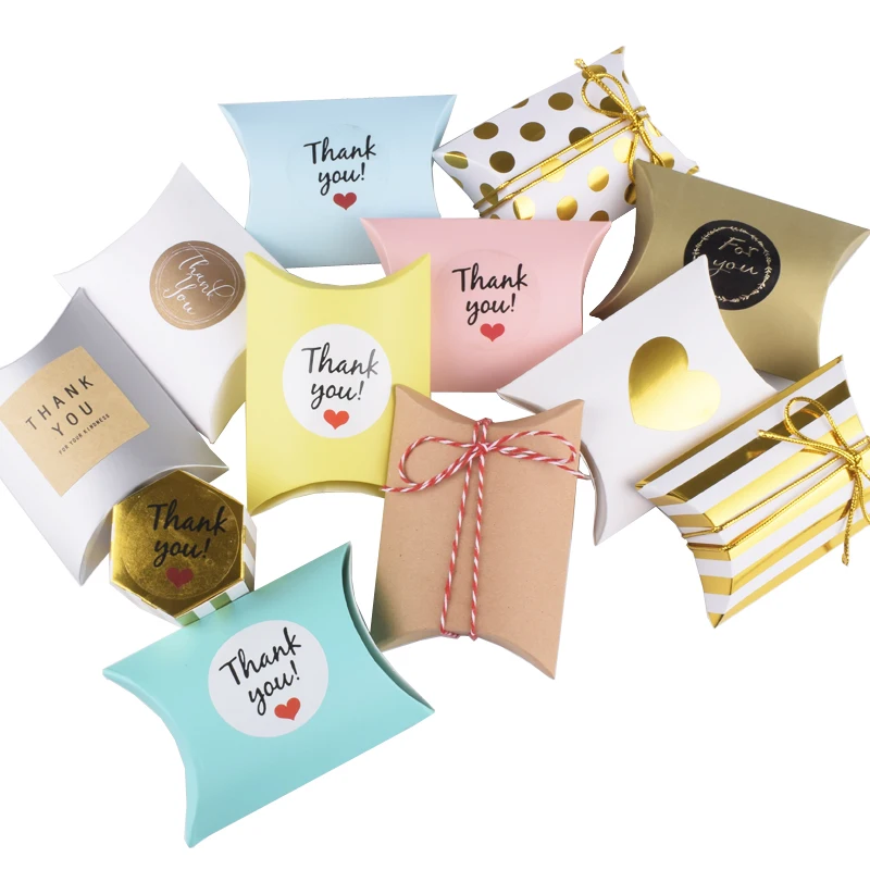 
10/20/30pc Craft Paper Pillow Shape Wedding Favor Gift Boxes Pie Party Bags Eco Friendly Kraft Packaging Candy Box 