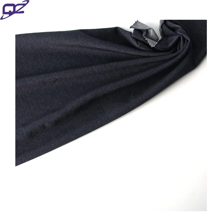 Customized breathable 4 way stretch weft knitted blue polyester spandex cotton denim fabric for Jeans leggings