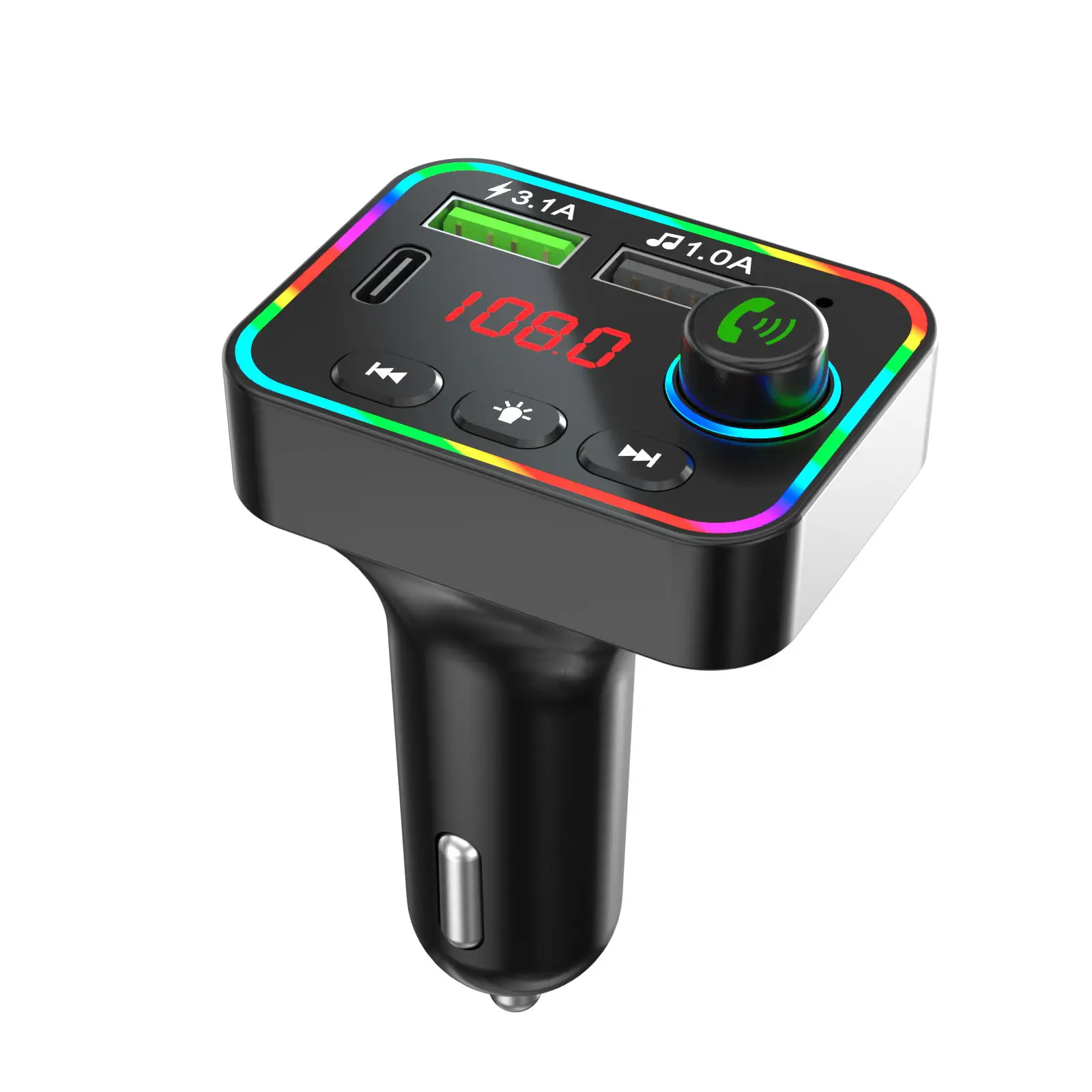 F4 Dual USB 3.1 a charger hands-free phone BT5.0 Bluetooth MP3 music player FM transmitter