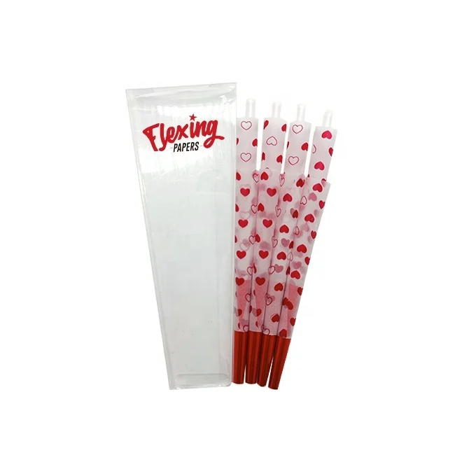 
Hot sale design your own rolling smoking papers fashion red love 109 mm pre rolled cones for export 