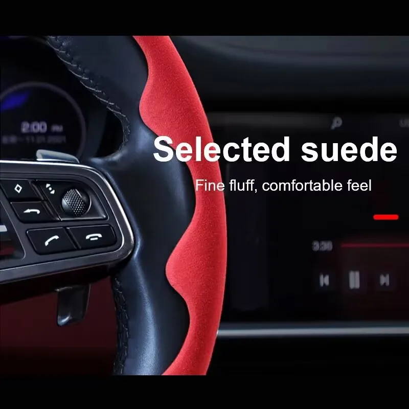 Universal Colorful suede material Car Steering Wheel Cover Anti-skid Durable Steering Wheel Accessories