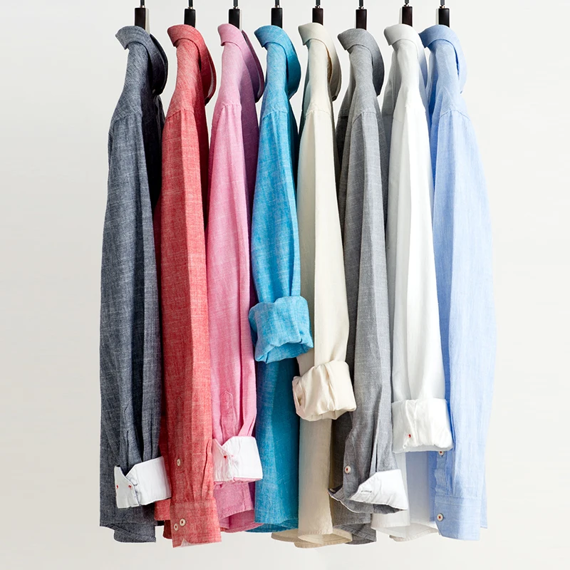 
Wholesale Mens long sleeve plus size heather colors linen casual shirts 