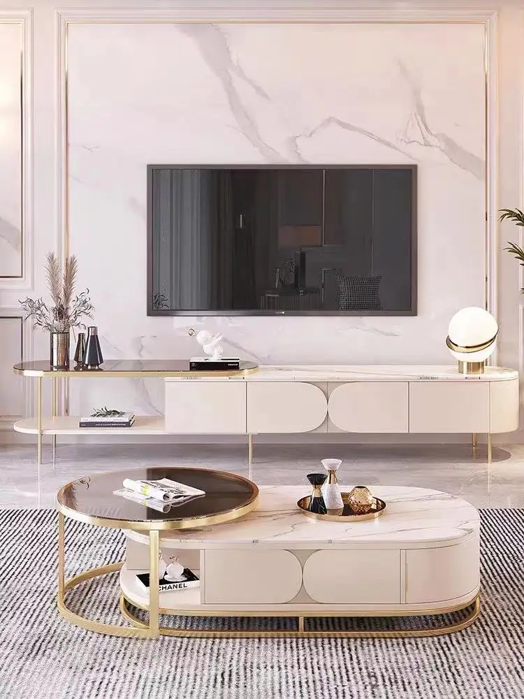 Modern Marble Stainless Steel Gold Wicker Clear double Coffee Table With Wooden and White Glass