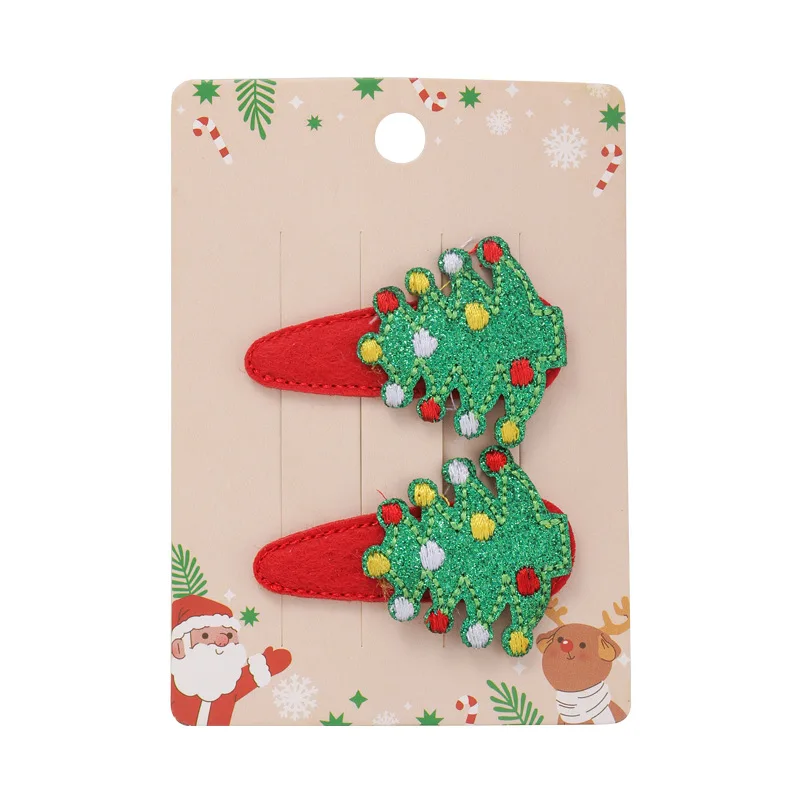 2pcs/set Wholesale Baby Girls Christmas Hair Accessories Christmas Glitter Bow Hair Clips Accessories For Kids Hair Accessories