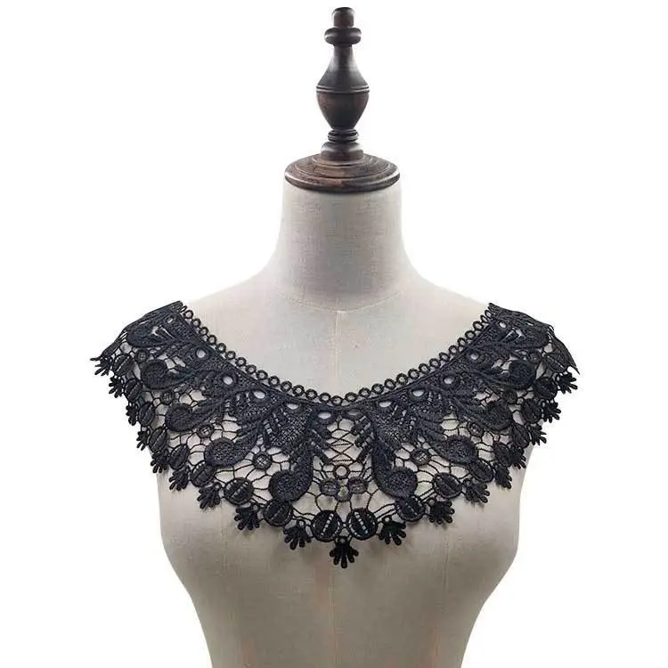 lace applique patches neckline Collar floral polyester embroidery 3d cut-out fake Collar DIY accessories bridal wedding dress