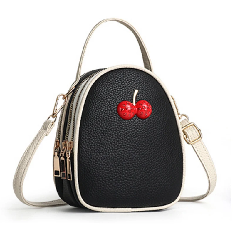 15Years Factory Cute Multifunction 3 Zipper Pocket Mini Wallet Bees Decoration Pu Leather  Small Shoulder Bag Tote Crossbody