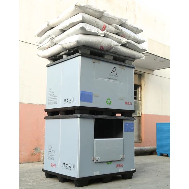 
Heavy duty bulk storage industry mesh HDPE large stackable fruit foldable collapsible plastic pallet box for sale 
