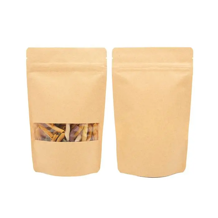 Silver Gold Colorful Food Grade Aluminum Foil Kraft Paper Bags Plastic Packaging Stand Up Pouch with Zip and Window