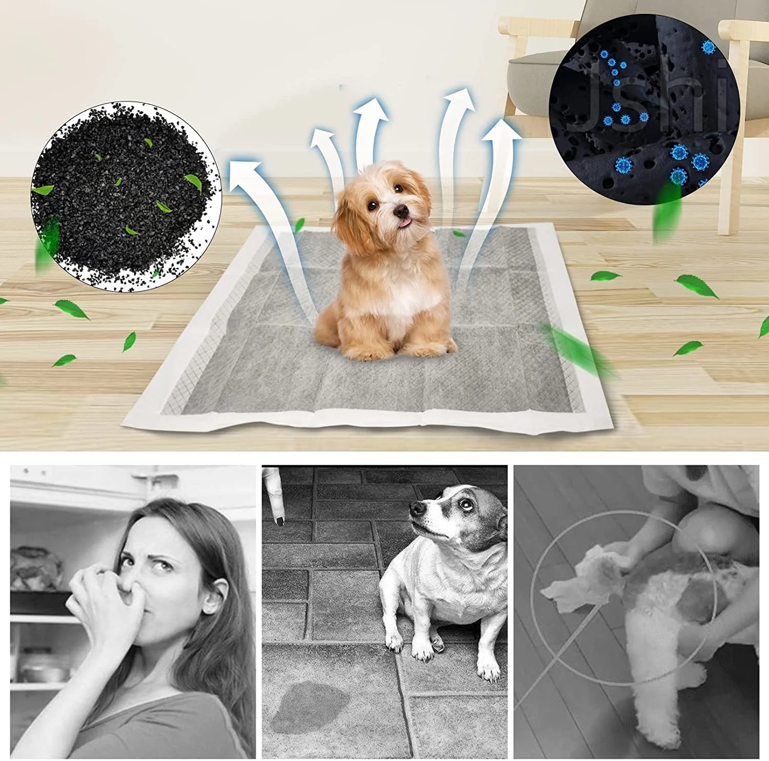 Thickness Increase Cheapest Black 6 Layer Pee Puppy Bamboo Charcoal Training Pet Pad