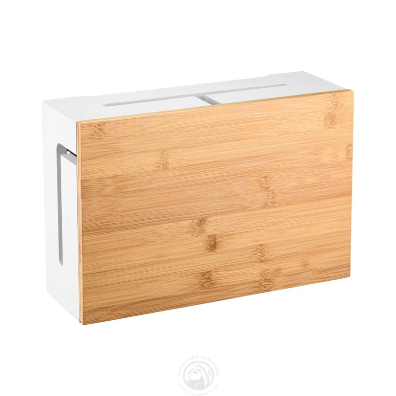 Home Wooden Magnetic Cable Cord Organizer Box Wires Keeper Storage Holder Wall Mount Cable Management Box With Bamboo Lid