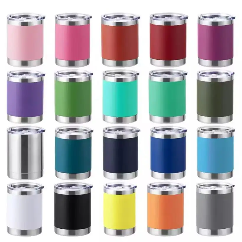 Wholesale Powder Coated travel coffee mug Regular Tumbler Stainless Steel Double Wall vacuum cup 10oz Car Tumbler with Lid