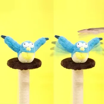 Tap Activate Pet Interactive Movement Toys Soft OEM Plush Cover Type-C Recharge Flapping Bird for Cat Interactive Cat Toy