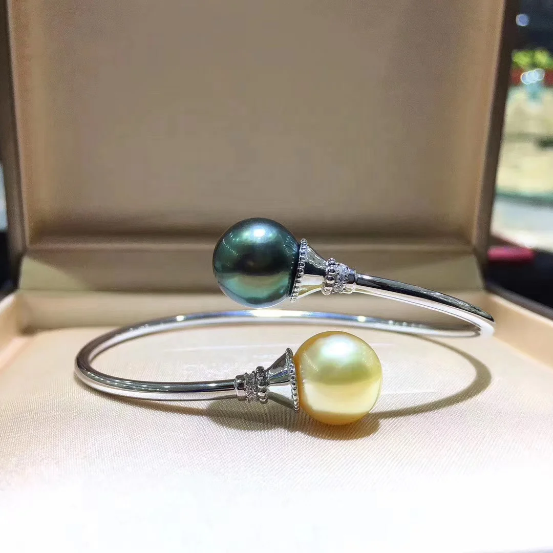 
11-12mm DIY Pearl bracelet 925 silver Accessories Natural freshwater Pearl Bracelet s925 Sterling Silver style bangle 