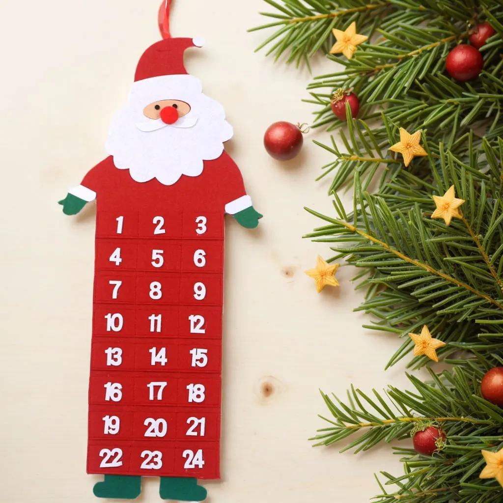 New Creative Christmas Felt Long Calendar Santa Claus Snowman Deer Pendant Countdown for Decoration
