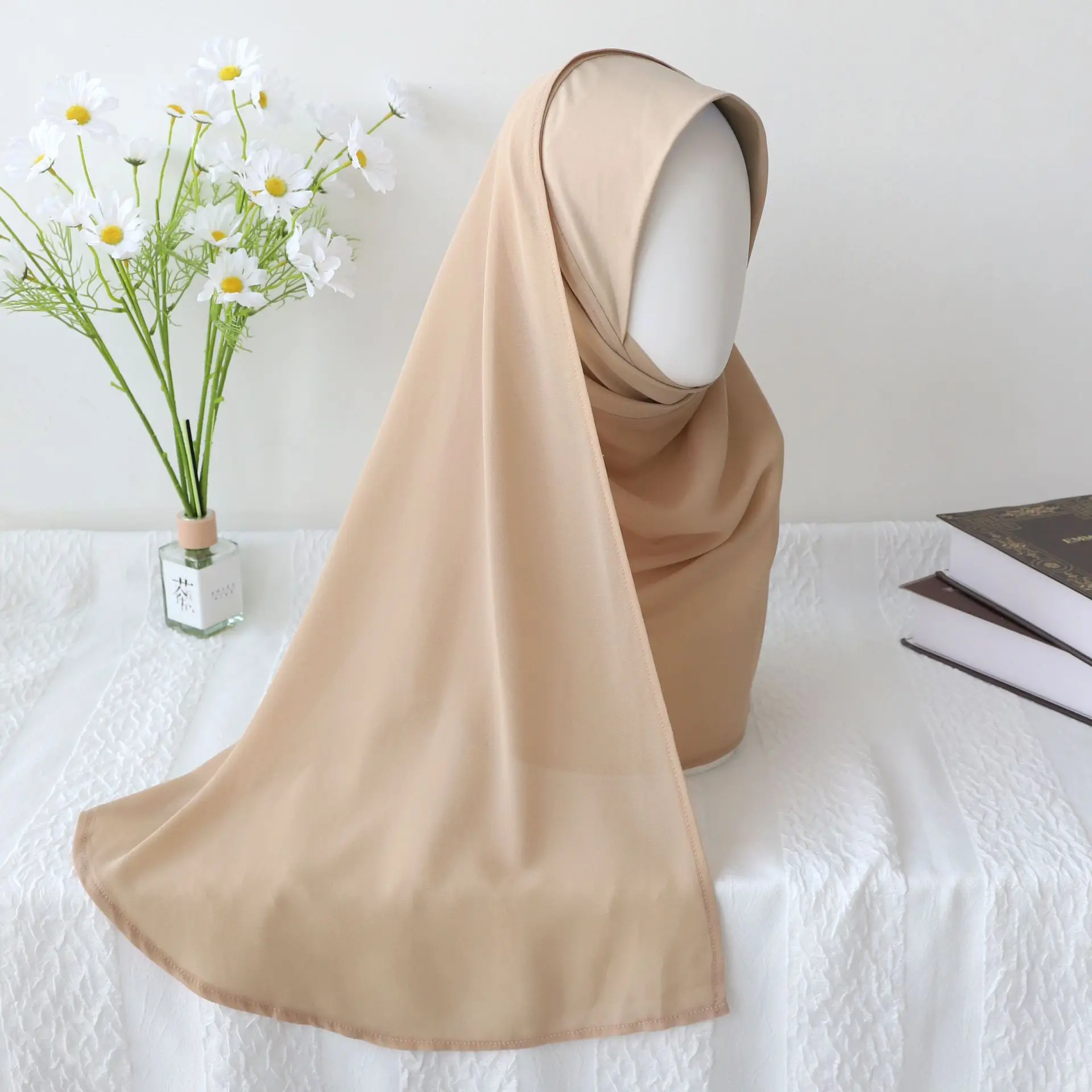 Safali Adult Malaysian Ready to Wear Turban Khimar Crystal Hemp with Chiffon Ladies Muslim Women Premium Kerudung Instant Hijabs