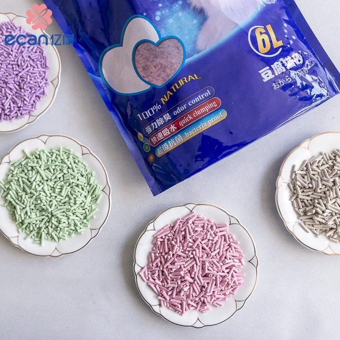Accept custom different green tea scent natural plant tofu cat litter