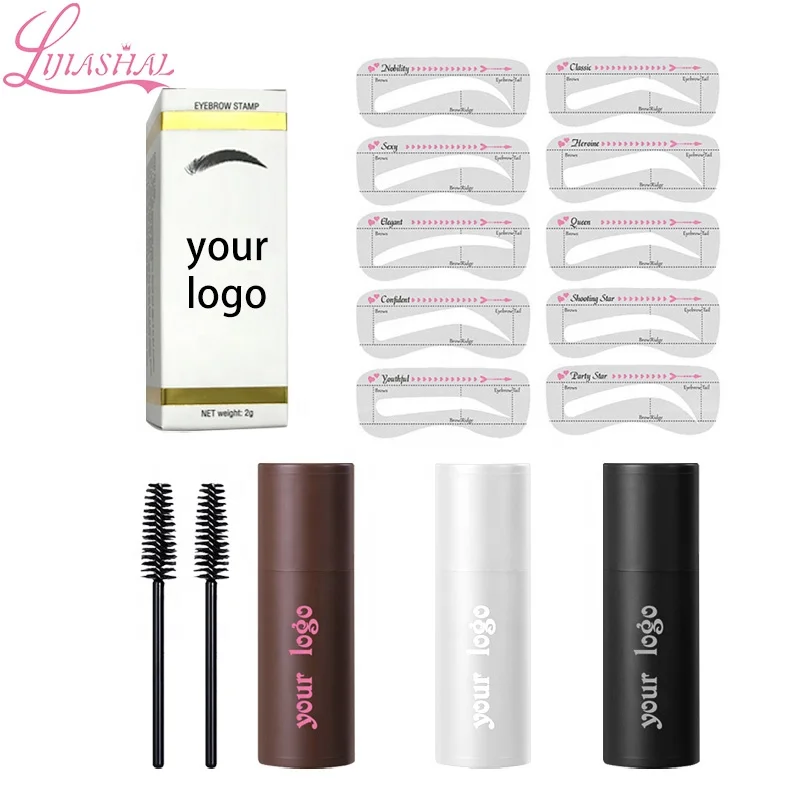 Wholesale eyebrow powder stamp waterproof eyebrow stencil stamp kit pomade eyebrow stamp with low MOQ