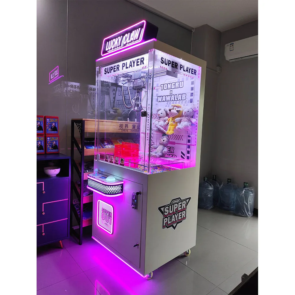 Crane Vending Machines Commercial Custom Claw Toy Grabber Flashing LED Lights and Sound Effect Fun Game Center Doll Machine