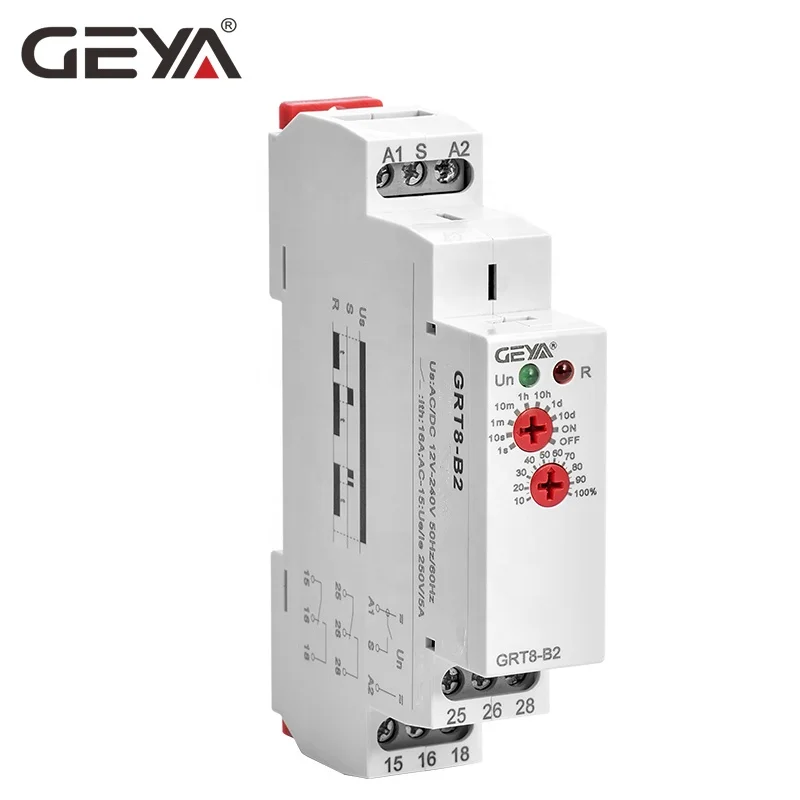 Реле времени задержки GEYA GRT8-B1 AC/DC12V-240V off 16A 1NO1NC диапазон 0 1 с-10