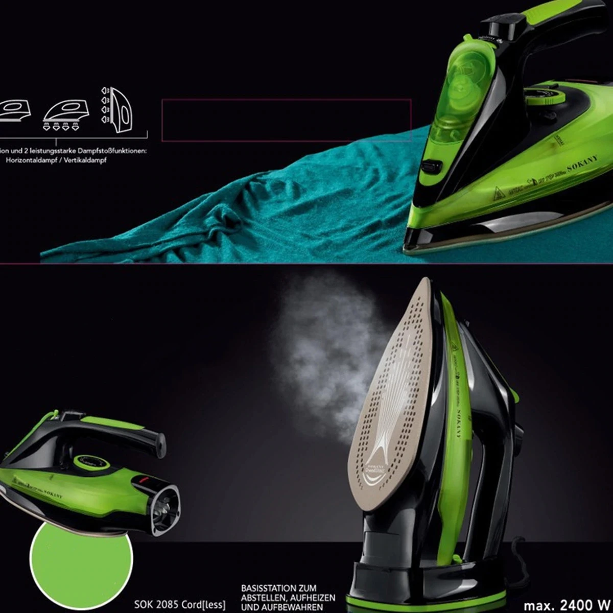 Sokany 2085 Powerful Speed Adjustable Iron Cordless Electric Steam Ironing System