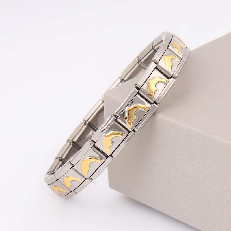 Wholesale 18Cm Italian Bracelet Stainless Steel Charms Gold Heart Italian Steel Charms Links Bracelet