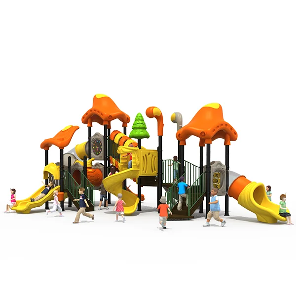 Customized Warm colors Design , Children educational  Equipment Plastic Outdoor Playground  with Multi functional slide