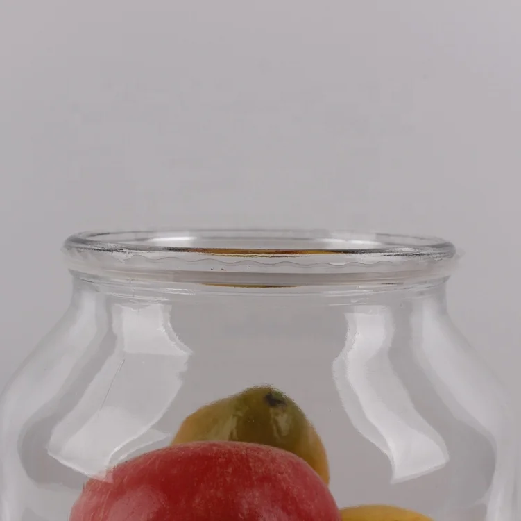 4L wide mouth round glass cookie jar container with black direct cover metal lid glass jar with metal lid