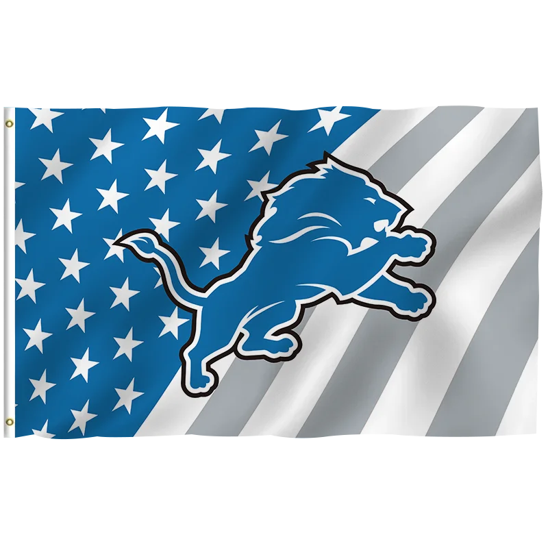 In Stock All Football Team Flag 3x5ft High Quality Custom Design Detroit Lions Banner 100% Polyester Sports Nfl Flag
