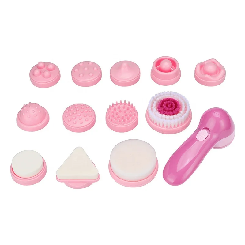 12 in 1 Mini Portable Rechargeable Electric Silicone Massager Cleanser Facial Cleansing Face Brush Skin Device