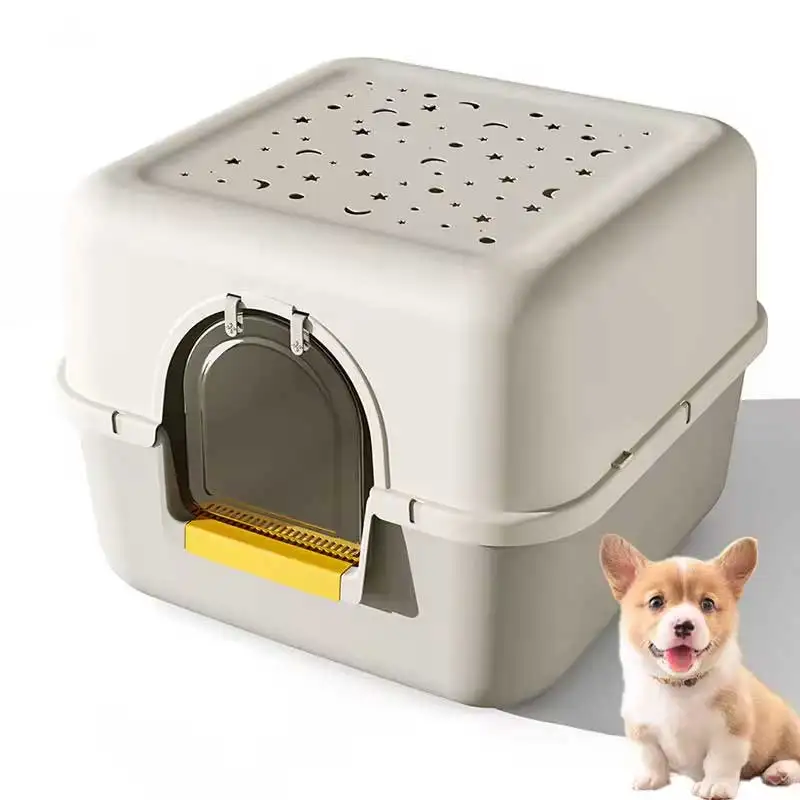 MMG Starry Top Extra Large Pet Toilet Spatter-Proof Cat Litter Box Fully Enclosed Plastic High Spatter-Proof Cat Litter Box